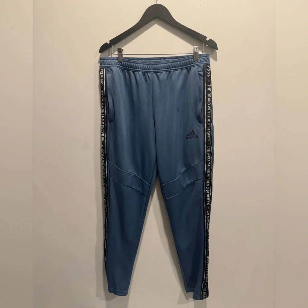 Adidas Teal Joggers with Black Stripes - Picture 2 of 3
